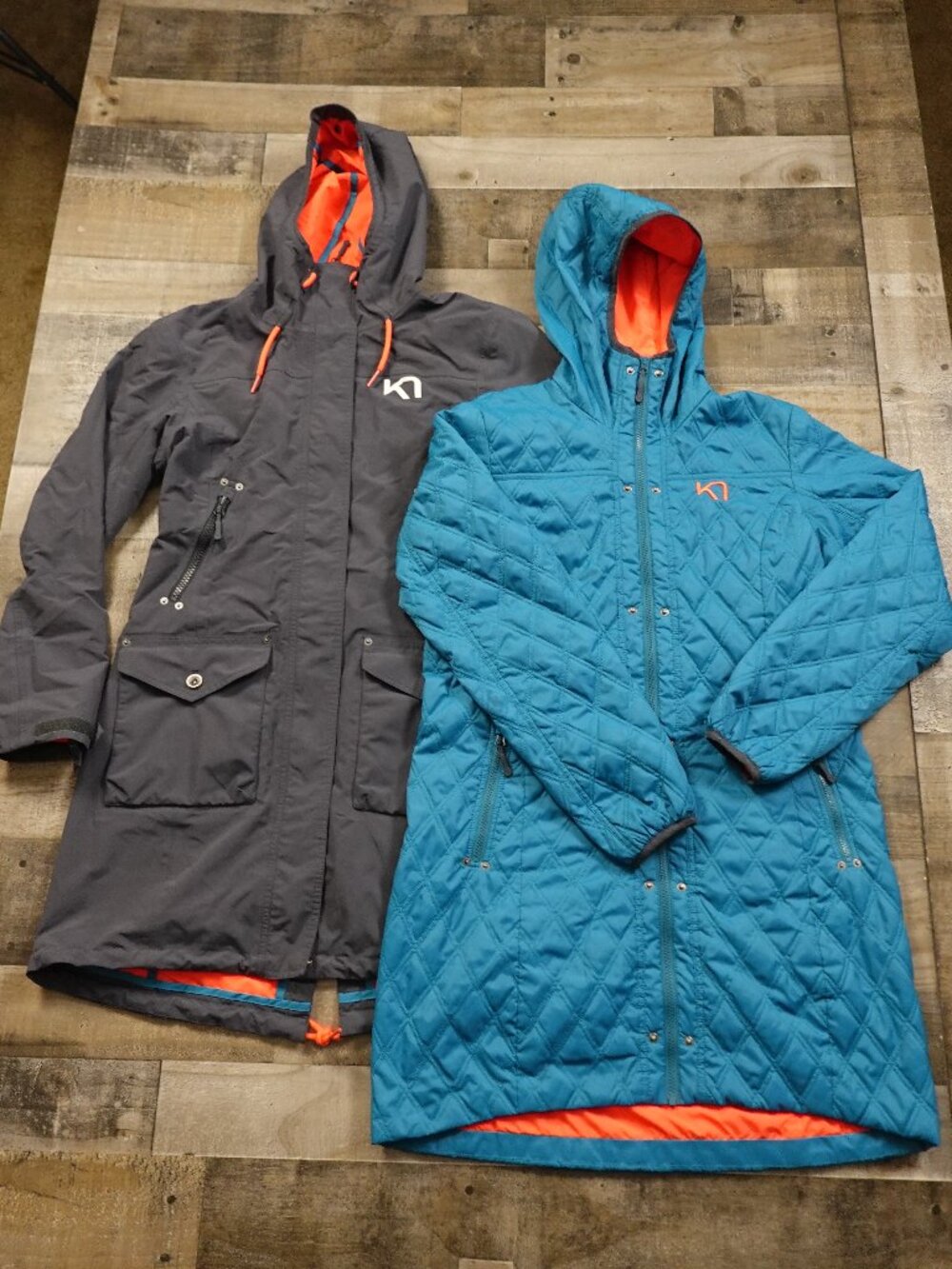 Kari Traa 3-in-1 Hooded Parka Coat Women’s Large Gray Teal Quilted Liner Outdoor